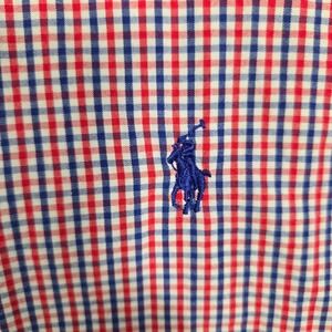 Ralph Lauren‎ Mens XL shirt Red White Blue Micro Check Blake Long Sleeve